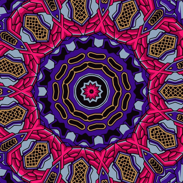 Mandala doodle línea decorada fondo abstracto geométrico mosaico vector sin costura boho étnico patrón ornamental