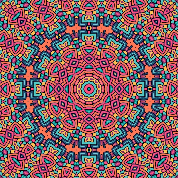 Mandala doodle líneas decoradas de fondo. Resumen geométrico embaldosado boho étnico de patrones sin fisuras