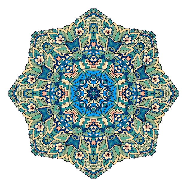Mandala doodle líneas decoradas. Ornamental étnico boho.
