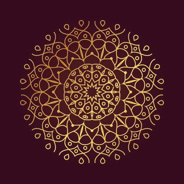 Mandala dorada con fondo de color marrón