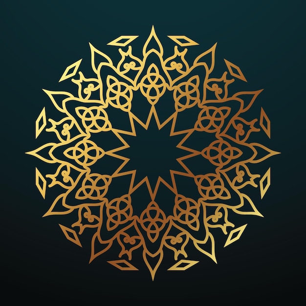 Mandala dorada sobre un fondo de azul azul oscuro