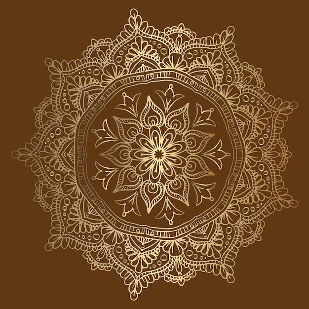 un mandala dorado y blanco con un diseño floral