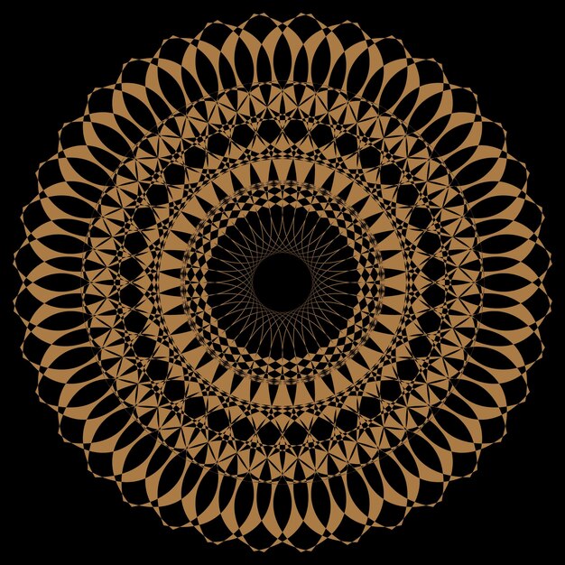 Un mandala dorado y negro con un diseño dorado en la parte inferior.