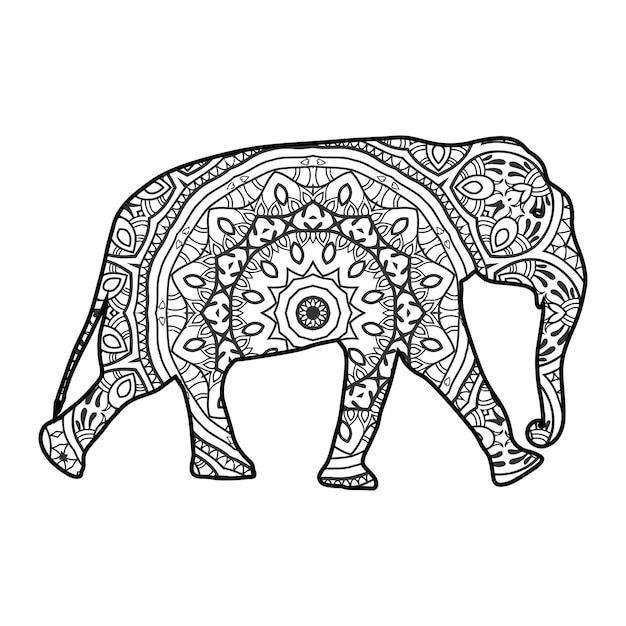 Mandala elefante página para colorear para niños