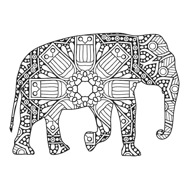 Mandala Elefante Página Para Colorear Para Niños