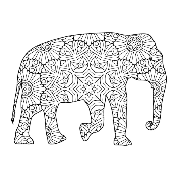 Mandala Elefante Página Para Colorear Para Niños