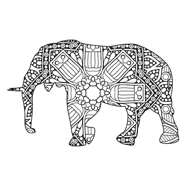 Mandala elefante página para colorear para niños
