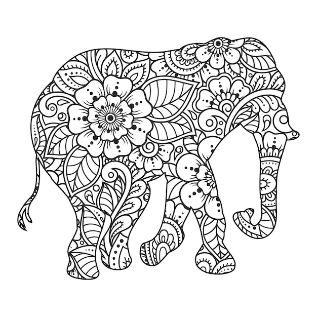 Mandala Elefante Página Para Colorear Para Niños