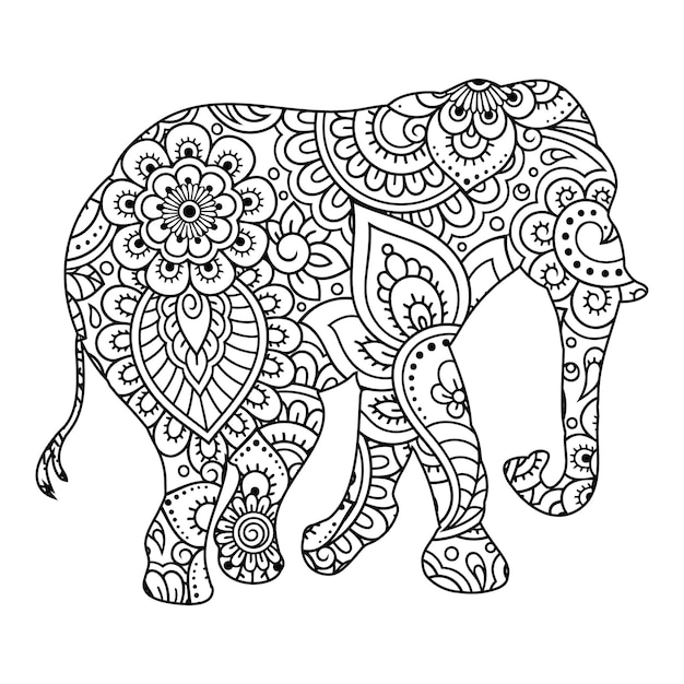 Mandala Elefante Página Para Colorear Para Niños