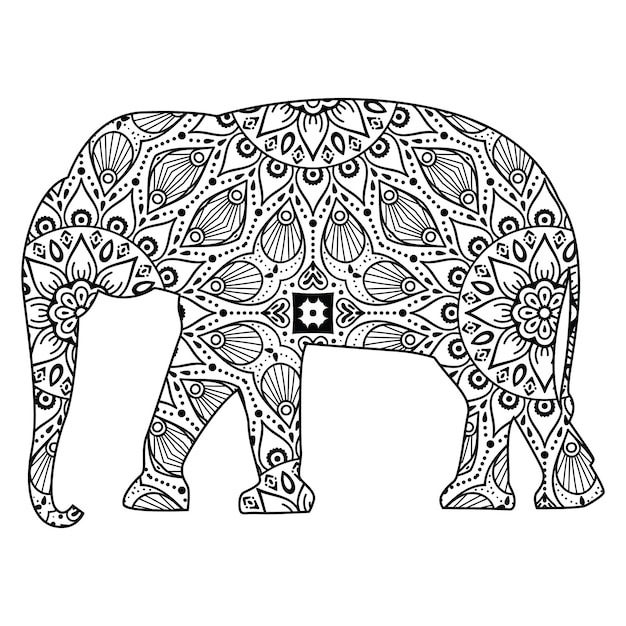 Mandala Elefante Página Para Colorear Para Niños