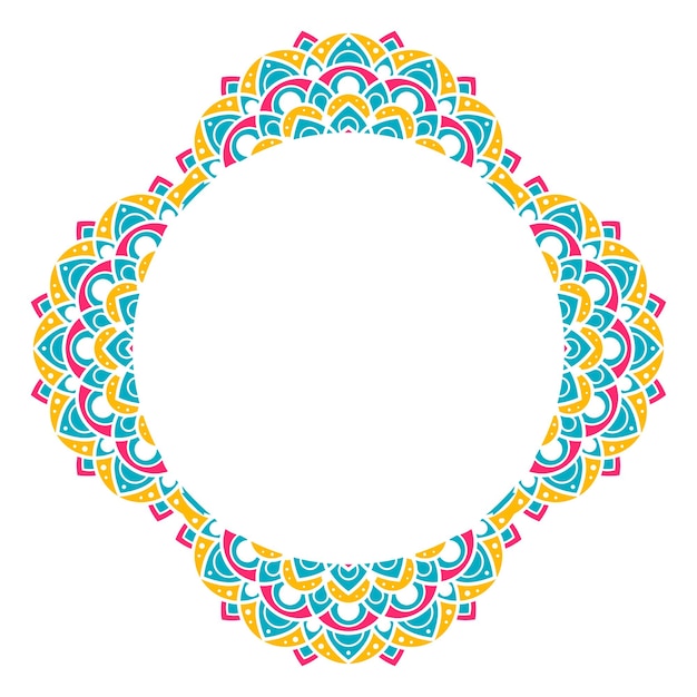 Mandala elemento de diseño marco vectorial colorido