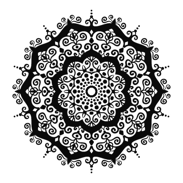 Mandala Elemento de diseño vectorial Decoración de ornamento redondo Patrón de flores de línea Motivo floral estilizado Símbolo de chakra para meditación logotipo de yoga Complejo florecimiento medallón de tejido Impresión de tatuaje