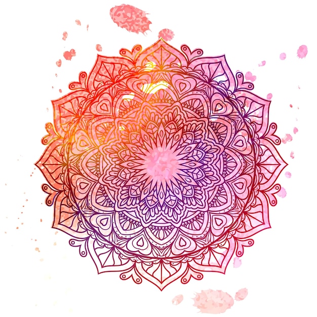 Mandala Elementos decorativos vintage Fondo dibujado a mano con adorno de acuarela