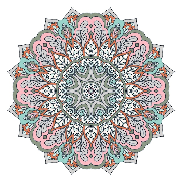 Mandala de encaje de arte floral vectorial Diseño étnico con adorno de garabato Vector de medallón arabesco