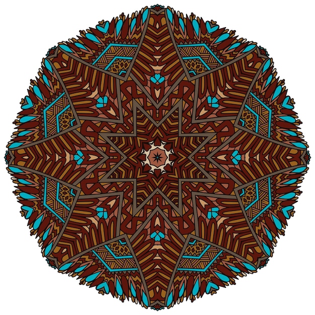 Mandala de encaje de arte floral vectorial Diseño étnico con adorno de garabato Vector de medallón arabesco