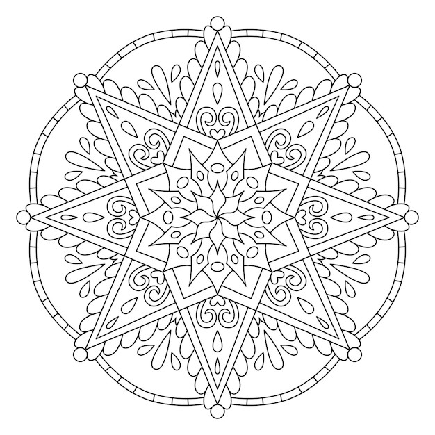 Mandala de estrellas para colorear para adultos