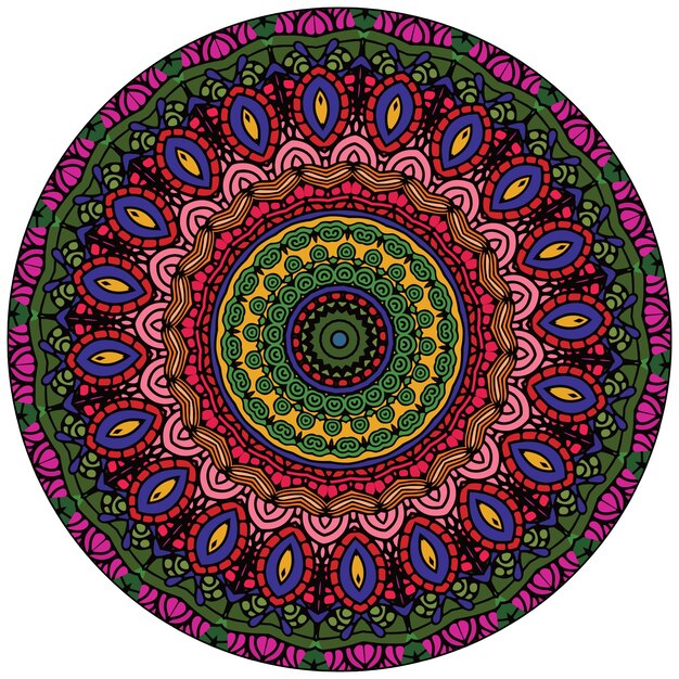 Mandala Étnica Con Adorno Colorido Colores Brillantes