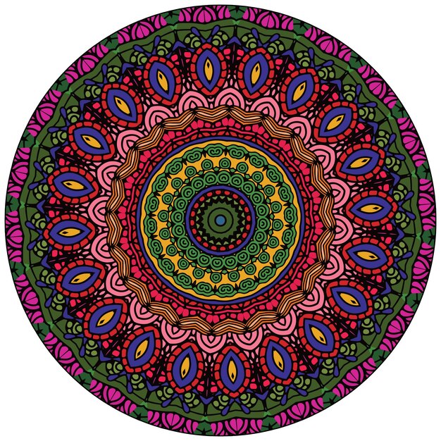 Mandala Étnica Con Adorno Colorido Colores Brillantes