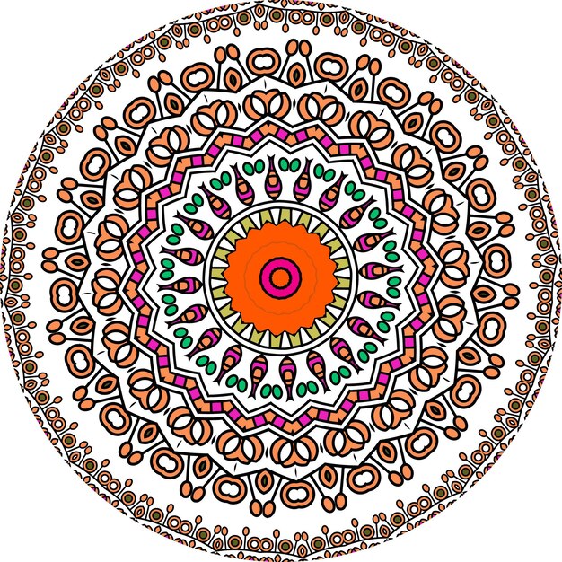 Mandala étnica Con Adornos Coloridos. Colores brillantes. Aislado.