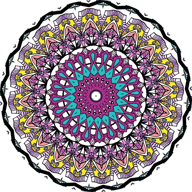 Mandala étnica Con Adornos Coloridos. Colores brillantes. Aislado.