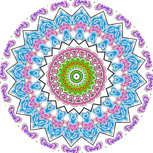 Mandala étnica Con Adornos Coloridos. Colores brillantes. Aislado.