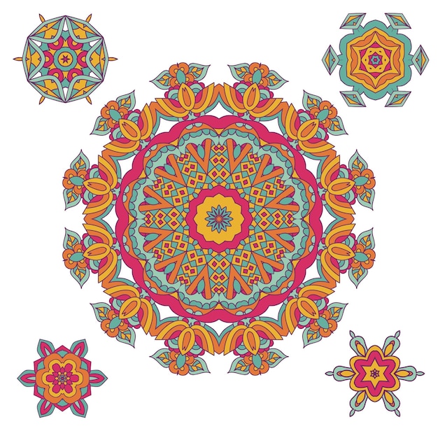 Mandala étnica redonda colorida