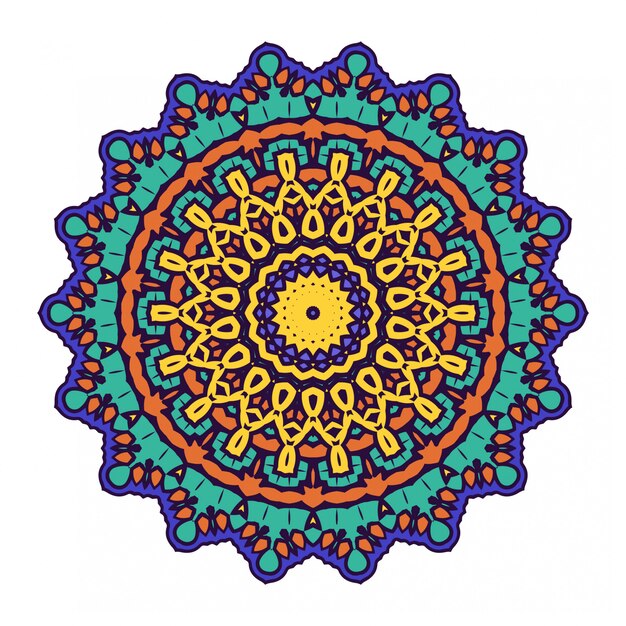 Mandala étnico con adornos coloridos aislado