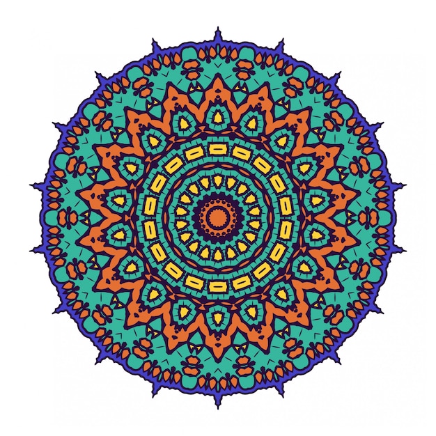 Mandala étnico con adornos coloridos aislado