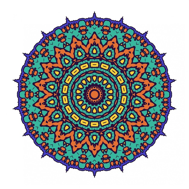 Mandala étnico con adornos coloridos aislado