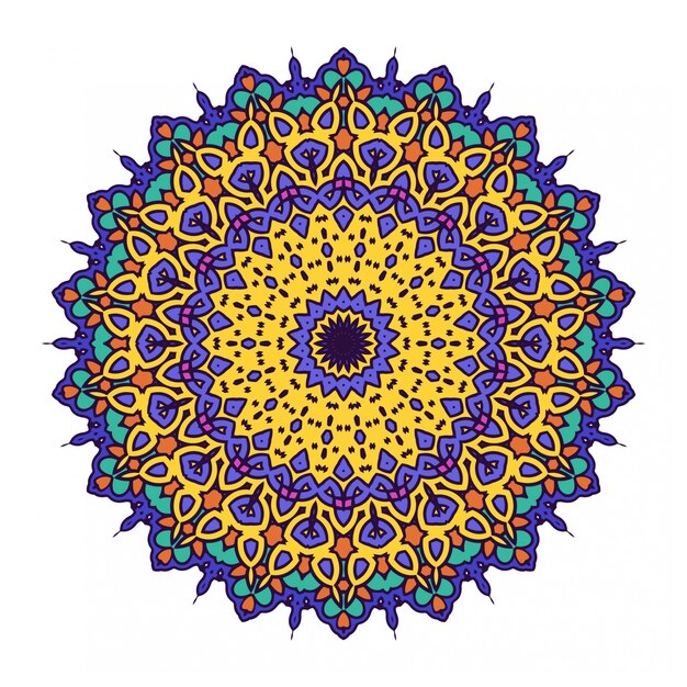 Mandala étnico con adornos coloridos aislado