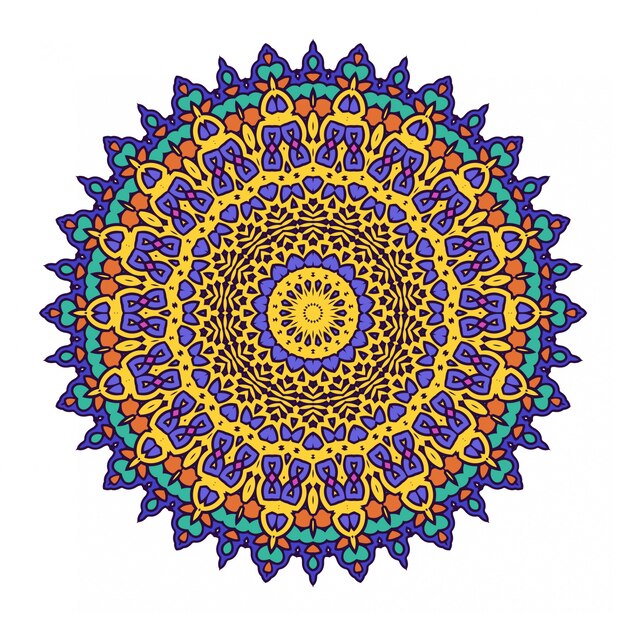Mandala étnico con adornos coloridos aislado