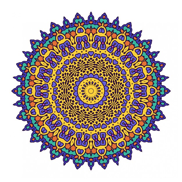 Mandala étnico con adornos coloridos aislado