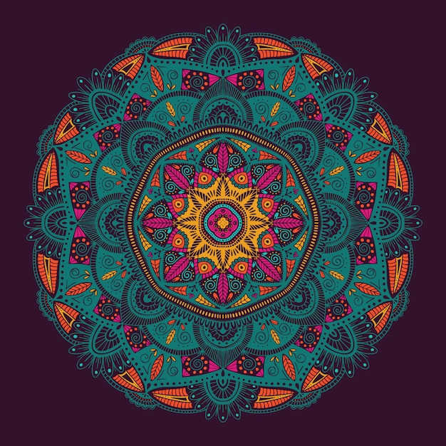 Mandala étnico floral ornamental colorido