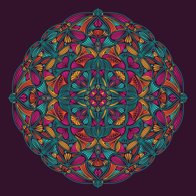 Mandala étnico floral ornamental colorido