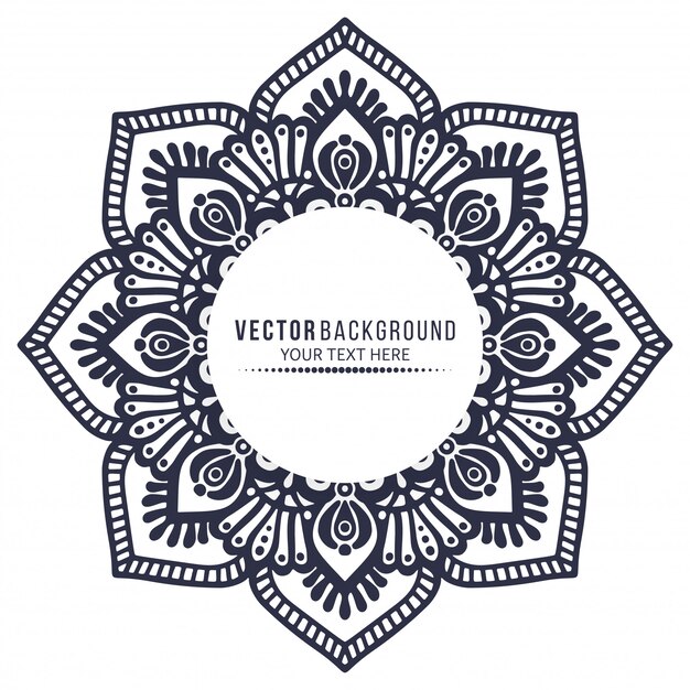 Vector mandala étnico con marco de forma circular en blanco