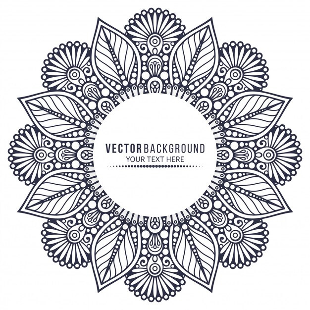 mandala étnico con marco de forma circular en blanco