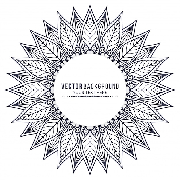 mandala étnico con marco de forma circular en blanco