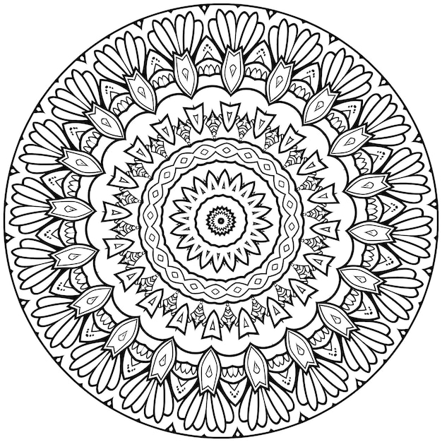 Mandala fácil, mandalas simples flores para colorear página sobre fondo blanco. mandala abstracto