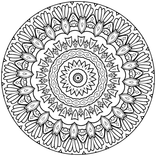 Mandala fácil, mandalas simples flores para colorear página sobre fondo blanco. mandala abstracto