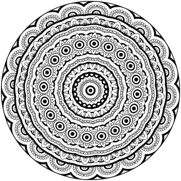 Mandala fácil, mandalas simples flores para colorear página sobre fondo blanco.