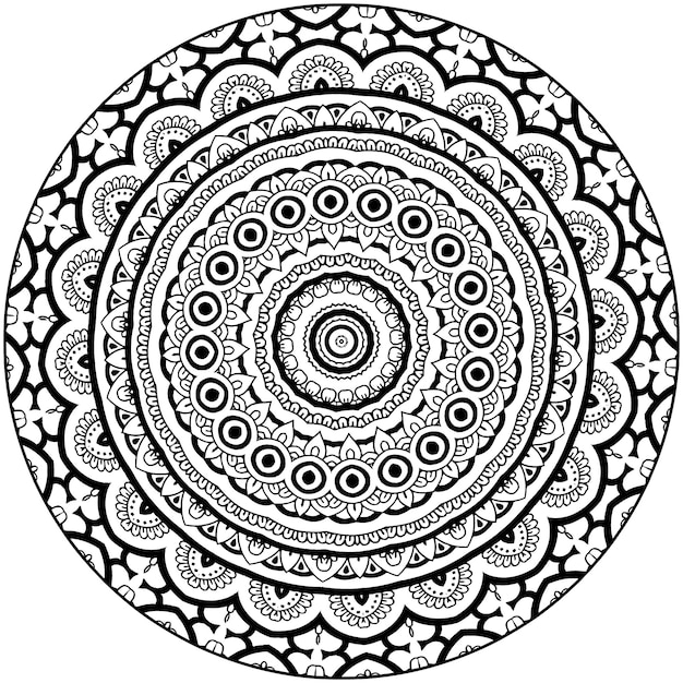Mandala fácil, mandalas simples flores para colorear página sobre fondo blanco.