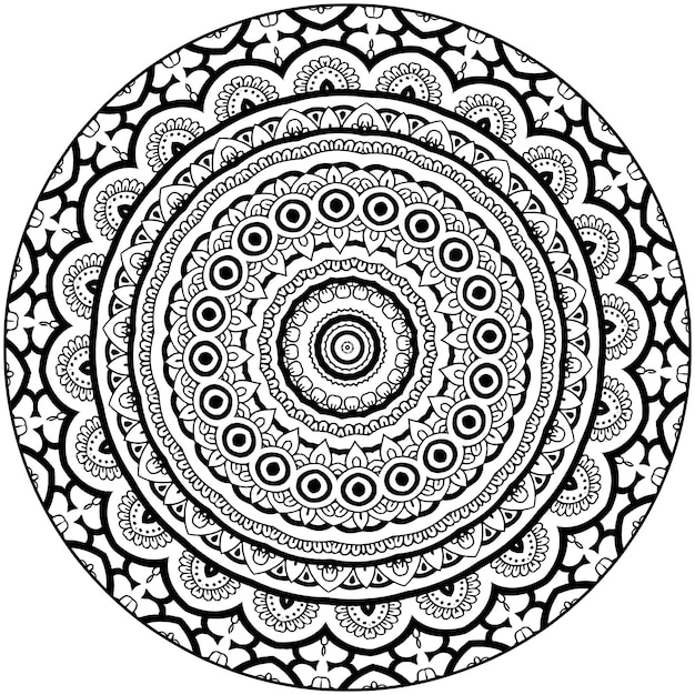 Mandala fácil, mandalas simples flores para colorear página sobre fondo blanco.