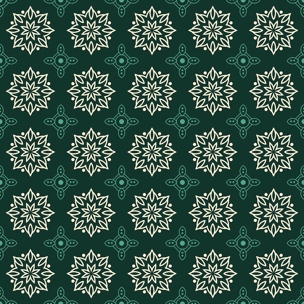 Mandala sin fisuras de fondo. fondo de pantalla de forma geométrica. flor floral ornamental en color verde esmeralda