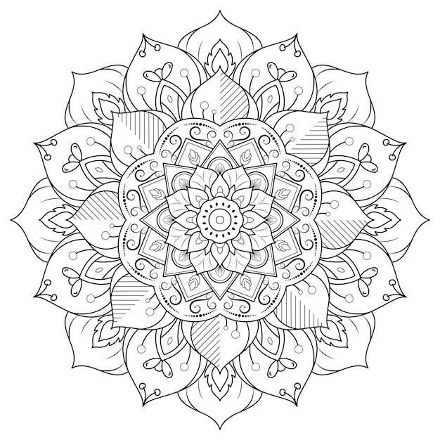 Mandala de flor circular con estilo floral vintage Vector mandala Patrón oriental Elemento decorativo dibujado a mano Diseño único con flor de pétalo Concepto de relajación y uso de meditación para el libro de logotipos de página
