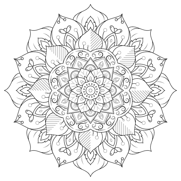 Vector mandala de flor circular con estilo floral vintage vector mandala patrón oriental elemento decorativo dibujado a mano diseño único con flor de pétalo concepto de relajación y uso de meditación para el libro de logotipos de página