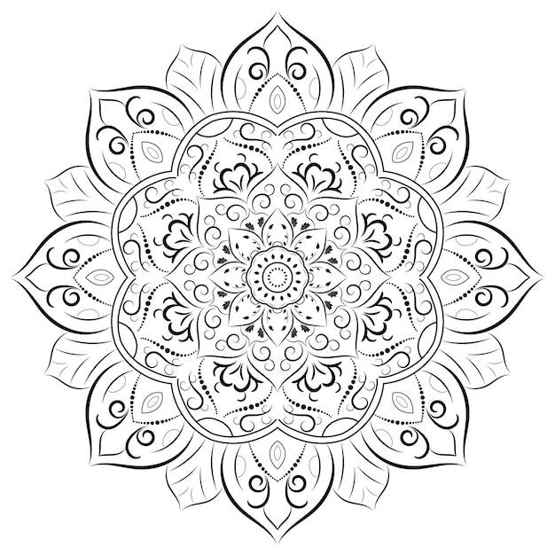 Mandala de flor circular con estilo floral vintage vector mandala patrón oriental elemento decorativo dibujado a mano diseño único con flor de pétalo concepto de relajación y uso de meditación para el libro de logotipos de página