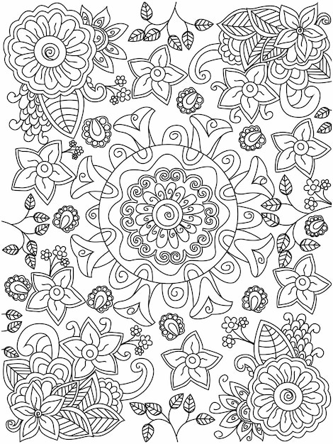 Vector mandala flor para colorear vector para adultos