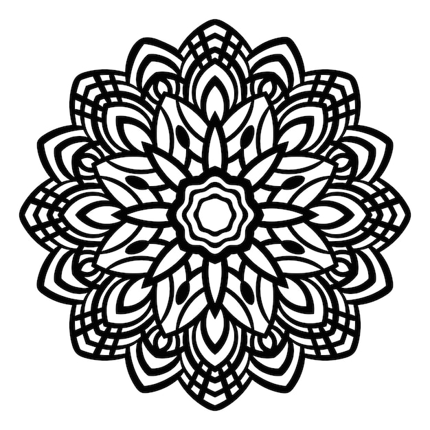 mándala Flor de garabato redonda ornamental aislada sobre fondo blanco. Elemento de círculo geométrico.