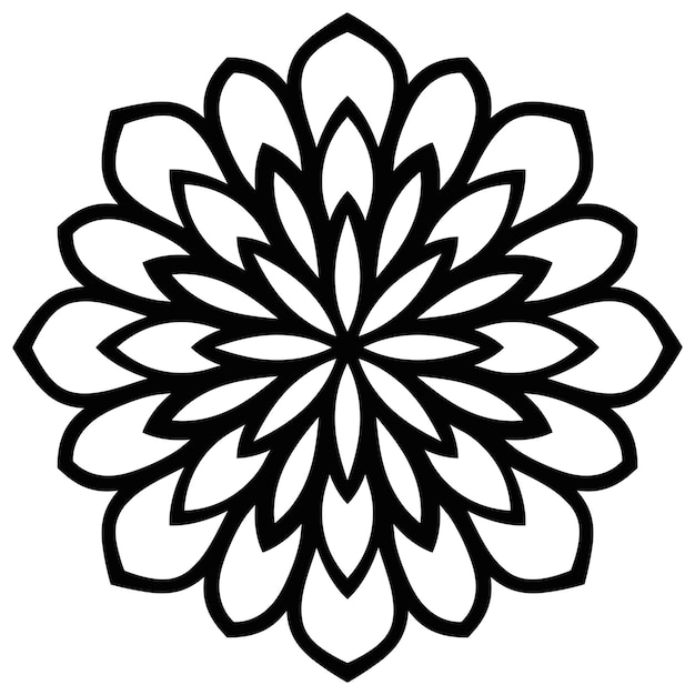 mándala Flor de garabato redonda ornamental aislada sobre fondo blanco. Elemento de círculo geométrico.