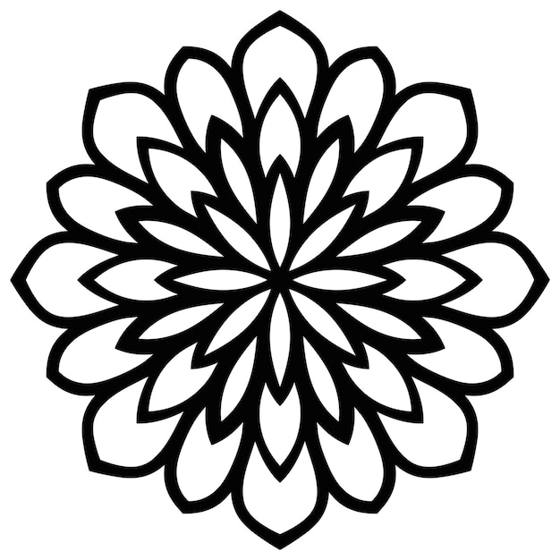 mándala Flor de garabato redonda ornamental aislada sobre fondo blanco. Elemento de círculo geométrico.